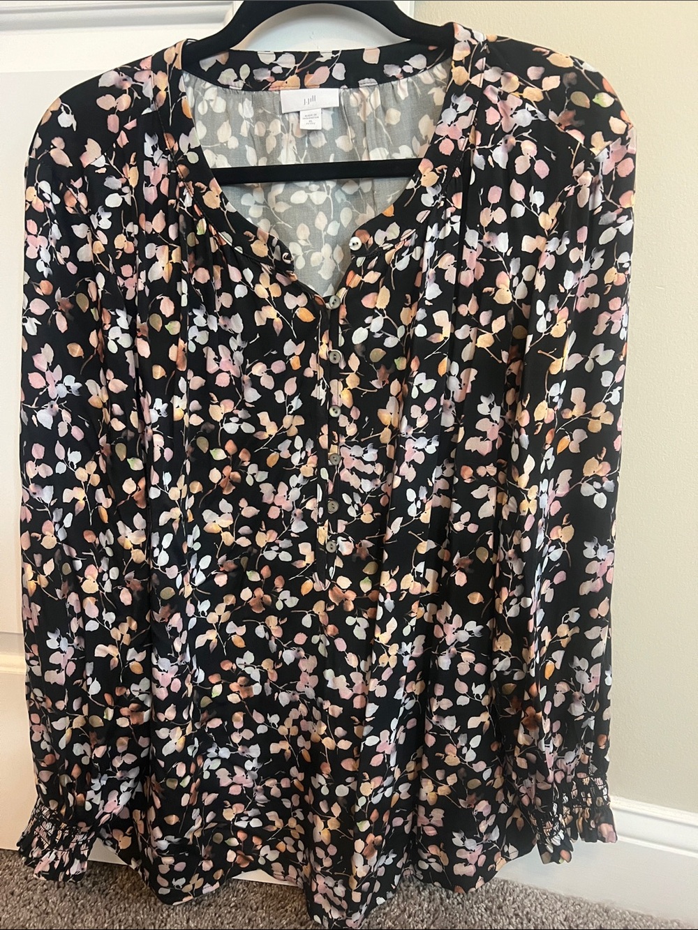 J.Jill Floral Button-Front Blouse – Size XL Petite